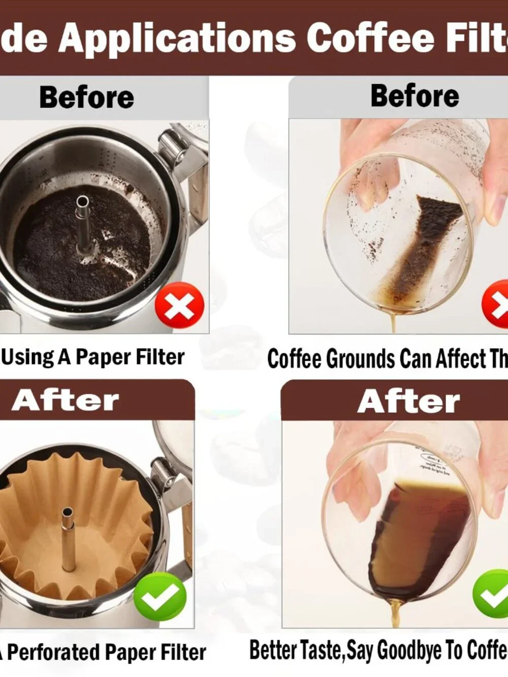 Coffee Filters Compatible with Farberware Coffee Percolator, 150 Pcs Unbleached